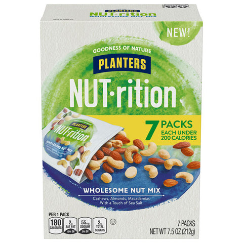 Planters NUT-rition Wholesome Nut Mix with Cashews, Almonds, Macadamias, & Sea Salt, 7 Ct