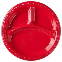 Compartment Plastic Dinner Plates, 25 Count