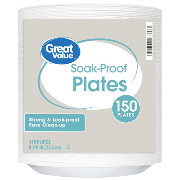 Soak-Proof Foam Lunch Plates, 8 7/8", 150 Count