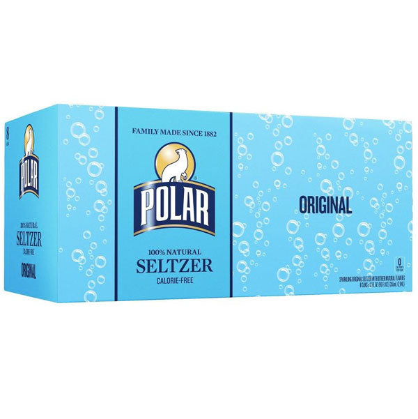 Polar Seltzer Natural Soda Water Original Cans, 8 Count