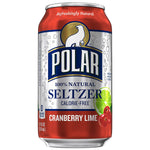 Polar Seltzer Soda Water Cranberry Lime Cans, 12 Count