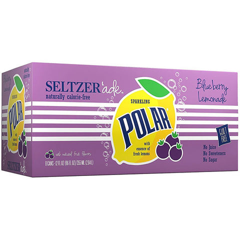 Polar Blueberry Lemonade Seltzer 'ade Cans, 12 fl oz, 8 Count