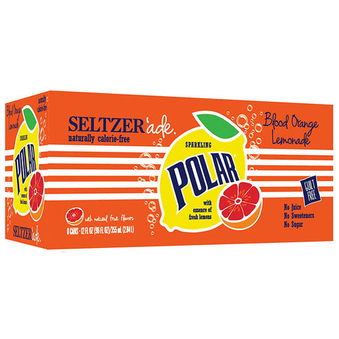 Polar Blood Orange Lemonade Seltzer 'ade Cans, 12 fl oz, 8 Count