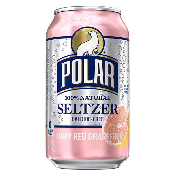 Polar Seltzer Soda Water Ruby Red Grapefruit Cans, 12 Count