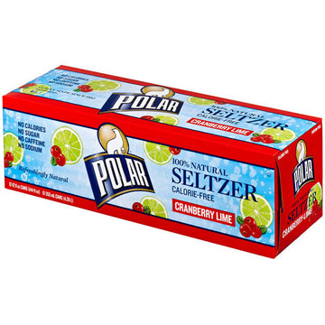 Polar Seltzer Soda Water Cranberry Lime Cans, 12 Count