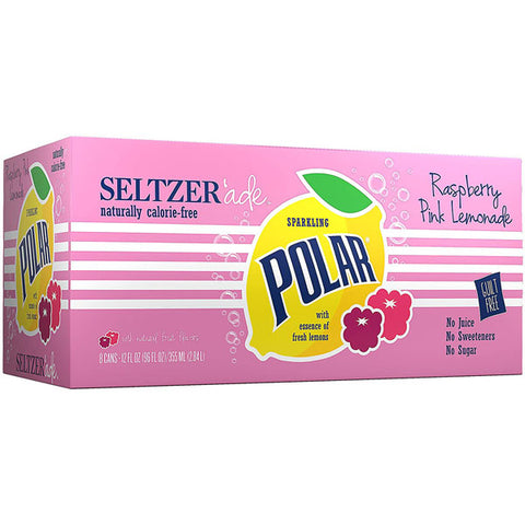 Polar Raspberry Pink Lemonade Seltzer 'ade Cans, 12 fl oz, 8 Count