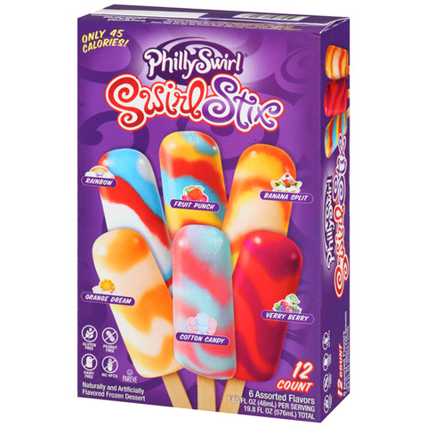 PhillySwirl Swirl Stix Verry Berry Ice Pops, 12 Count