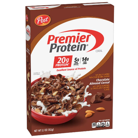 Premier Protein Chocolate Almond Breakfast Cereal, High Protein Cereal, Made with real almonds, 11 oz