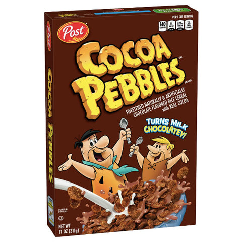 Post Cocoa PEBBLES Breakfast Cereal, Gluten Free, Cocoa Flavored Crispy Rice Cereal, 11 Oz