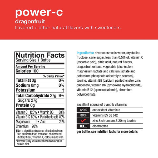 Vitaminwater Power-C, Dragonfruit, 16.9 fl oz, 6 Ct - Water Butlers