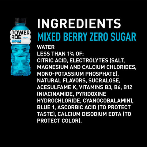 Powerade Zero Mixed Berry Blast, 20 fl oz, 8 Pack