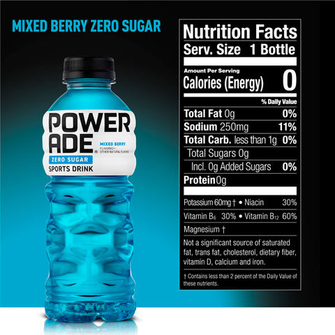 Powerade Zero Mixed Berry Blast, 20 fl oz, 8 Pack