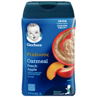 Gerber Single Baby Cereal, Probiotic Oatmeal Peach Apple - 8oz - Water Butlers