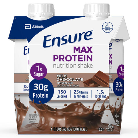 Ensure Max Protein Nutrition Shake 30g protein, Milk Chocolate, 11 fl oz, 4 Count