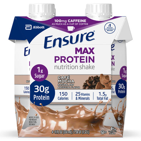 Ensure Max Protein Nutrition Shake 30g protein, Cafe Mocha, 11 fl oz, 4 Count