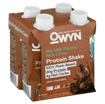 OWYN Protein Shake, Dark Chocolate, 4.6 fl oz, 4 Count