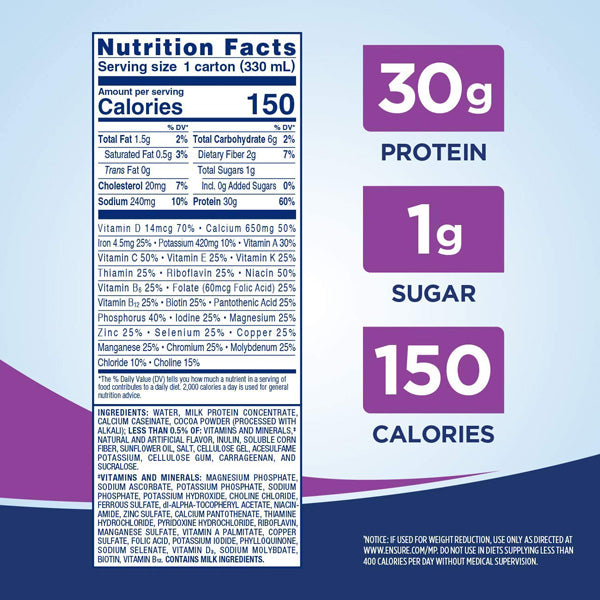 Ensure Max Protein Nutrition Shake 30g protein, Milk Chocolate, 11 fl oz, 4 Count