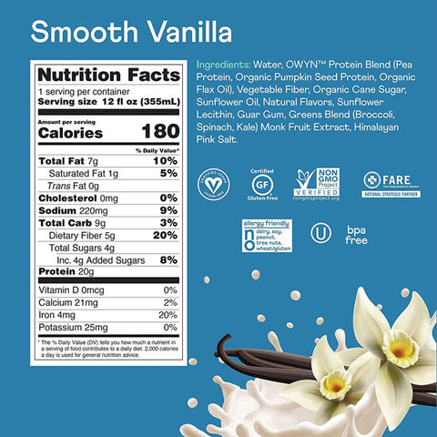 OWYN Protein Shake, Vanilla, 4.6 fl oz, 4 Count