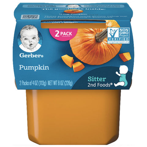 Gerber 2nd Foods Baby Food Pumpkin, 4oz, 2 Ct