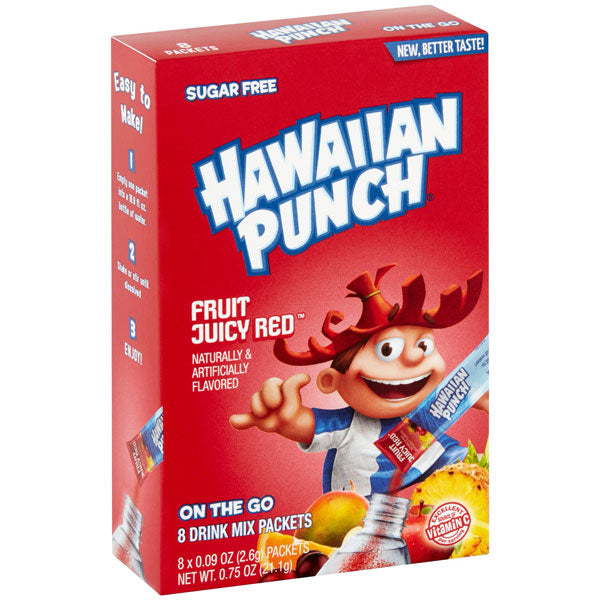 Hawaiian Punch Fruit Juicy Red On The Go Drink Mix Packets, 8 Count
