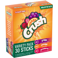 Crush Sugar Free Grape Orange Strawberry On the Go Drink Mix Variety Pack, 30 Count