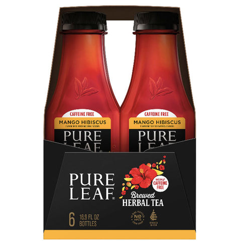 Pure Leaf Mango Hibiscus Brewed Herbal Tea, 16.9 fl oz, 6 Ct - Water Butlers