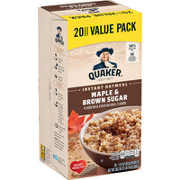 Quaker Instant Oatmeal, Maple & Brown Sugar Value Pack, 20 Ct