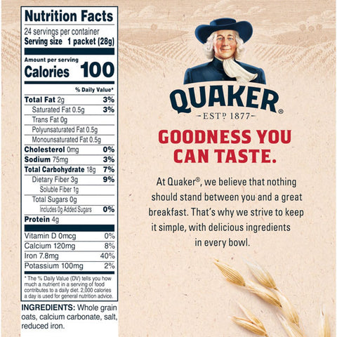 Quaker Instant Oatmeal, Original Value Pack, 24 Ct