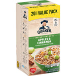 Quaker Instant Oatmeal, Apples & Cinnamon Value Pack, 20 Ct