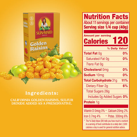 Sun-Maid California Raisins, Golden, 12 oz