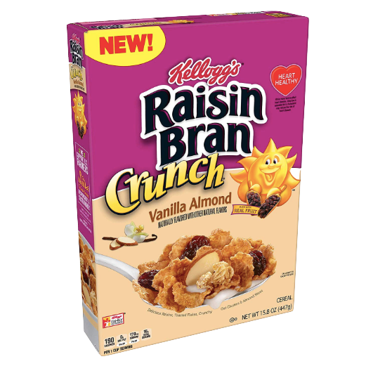 Kellogg's Raisin Bran Crunch Vanilla Almond Family Size 22.2 oz - Water Butlers