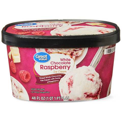 Great Value White Chocolate Raspberry Ice Cream, 48 fl oz