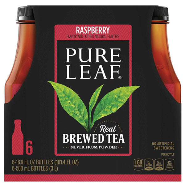 Water Butlers | Pure Leaf Raspberry Real Brewed Tea, 16.9 fl oz, 6 Ct