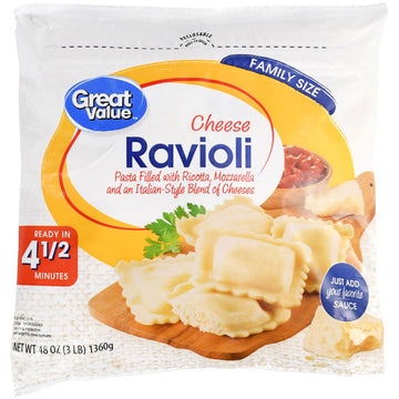 Great Value Cheese Ravioli Pasta Family Size, 48 oz