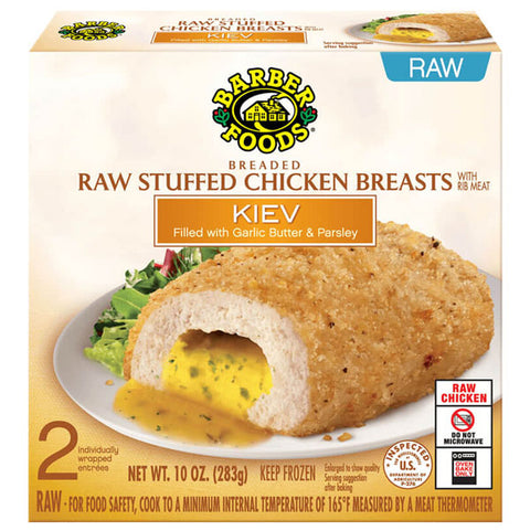 Barber Foods Stuffed Chicken Breasts, Rib Meat, Raw, Breaded, Kiev, 10 oz, 2 Count