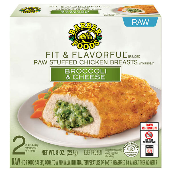 Barber Foods Stuffed Chicken Breasts, Raw, Breaded, Broccoli & Cheese, 10 oz, 2 Count