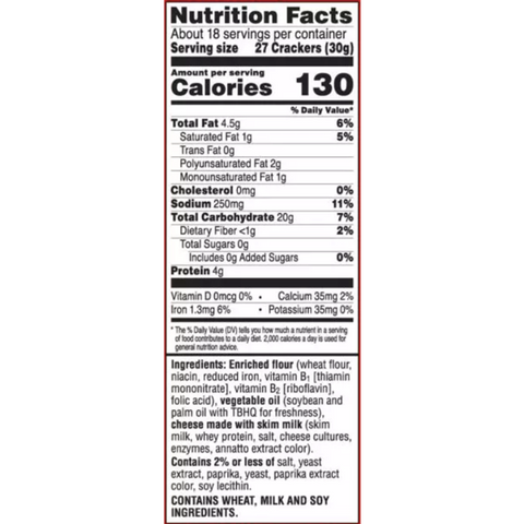 Cheez-It Reduced Fat Original, Snack Crackers, 11.5 oz - Water Butlers