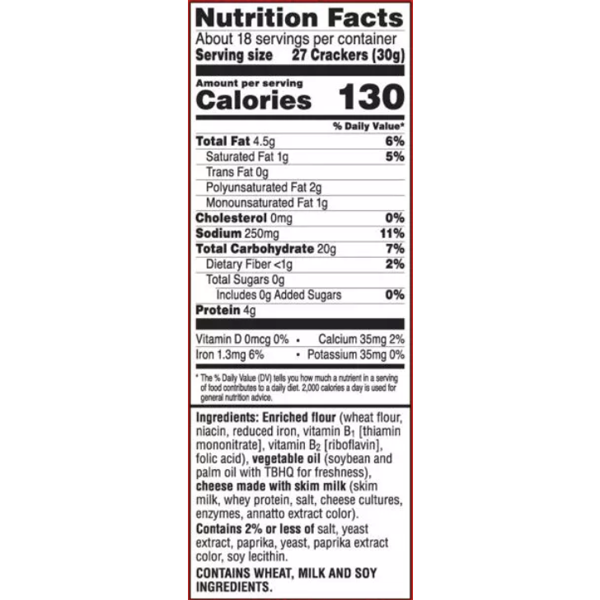 Cheez-It Reduced Fat Original, Snack Crackers, 11.5 oz - Water Butlers