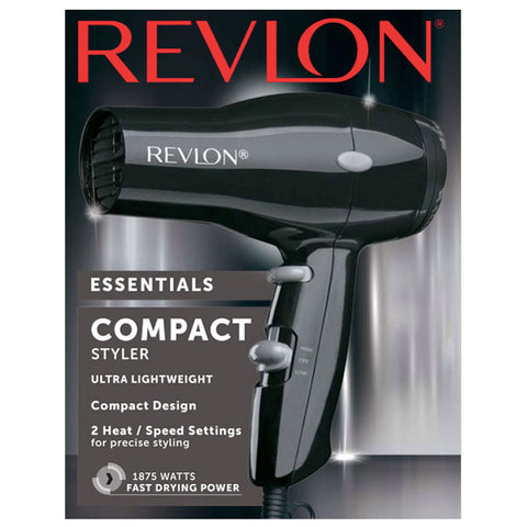 Revlon Compact Travel Hair Blow Dryer, Black - Water Butlers