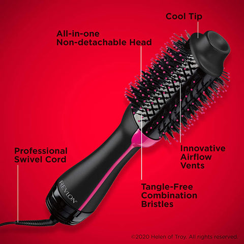 Revlon One-Step Hair Dryer And Volumizer Hot Air Brush, Black