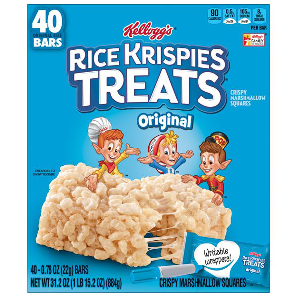 Kellogg's Rice Krispies Treats Marshmallow Snack Bars, Original, 40 Count