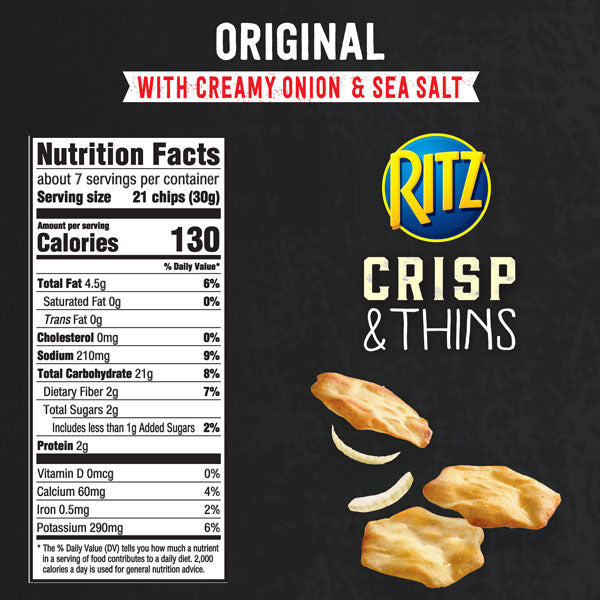 RITZ Crisp and Thins Cream Cheese and Onion Chips, 7.1 oz