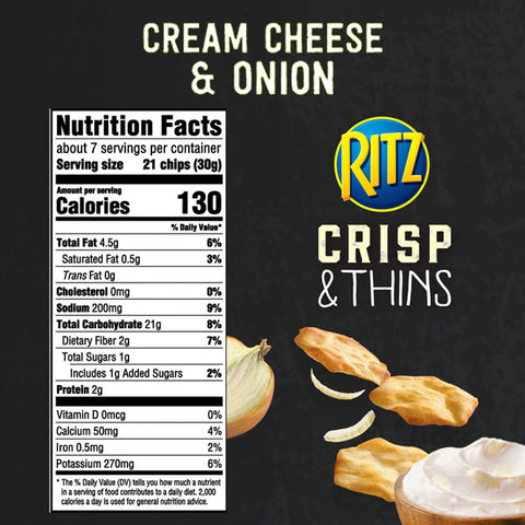 Ritz Crisp and Thins Cream Cheese and Onion Chips, 7.1 oz