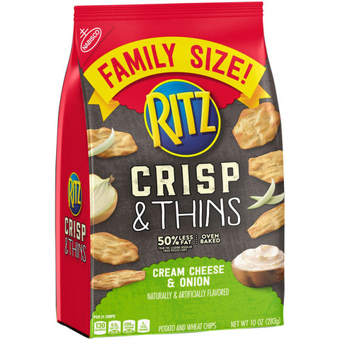 Ritz Crisp & Thins, Cream Cheese & Onion, Family Size, 10 oz.