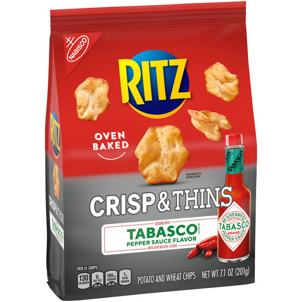 Ritz Crisp & Thins Chips, Tabasco Sauce Flavor, 7.1 oz.