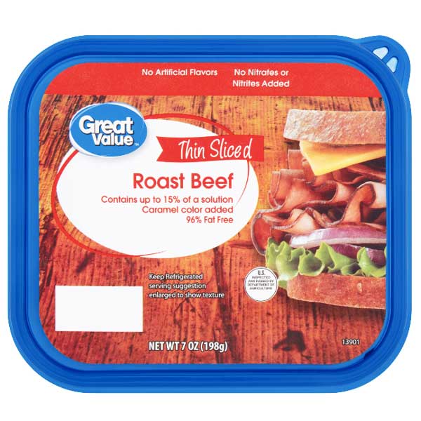 Great Value Thin Sliced Roast Beef, 7 oz - Water Butlers