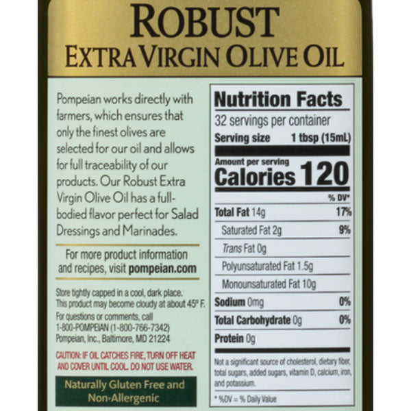 Pompeian Robust Extra Virgin Olive Oil, 16 fl oz - Water Butlers