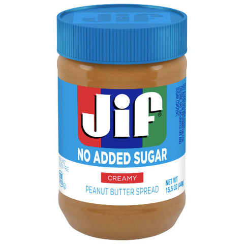 Jif No Added Sugar Creamy Peanut Butter Spread, 15.5 oz