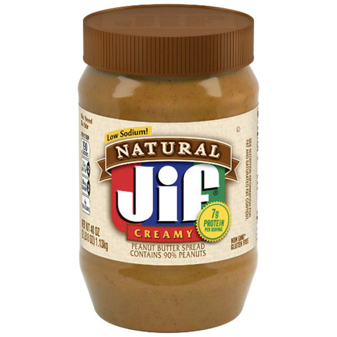 Jif Natural Low Sodium Creamy Peanut Butter, 40 oz