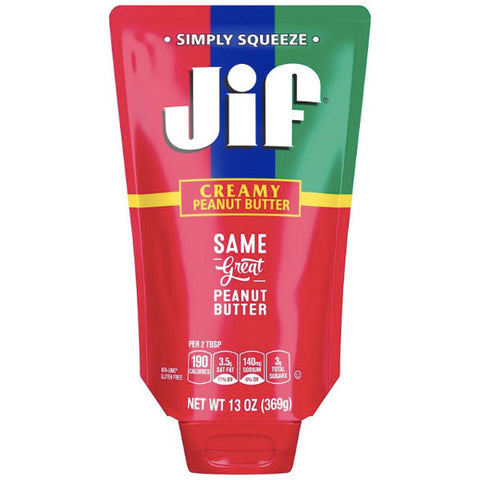 Jif Squeeze Creamy Peanut Butter, 13oz